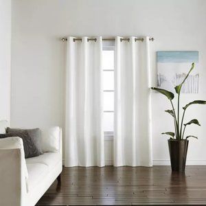 Pair of white curtains with grommets 40-in x 84-in